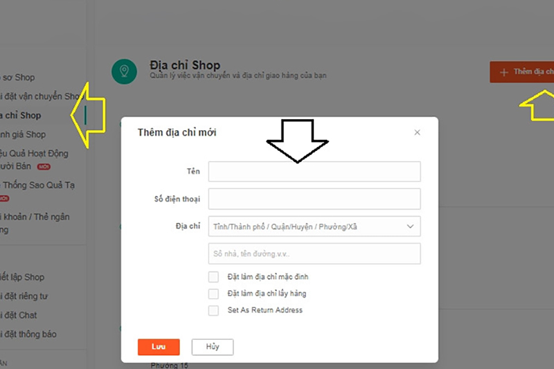 Cài đặt thông tin gian hàng để đăng bán hàng trên Shopee